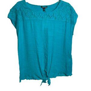 Cable & Gauge Gauze Lace Trimmed Top MEDIUM (3666)